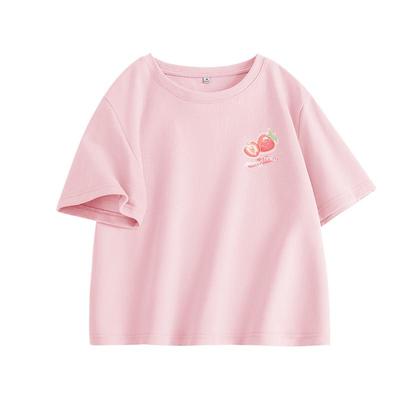 KWV真维斯纯棉正肩短袖女t恤2026新款夏小个子半袖短款粉色上衣女