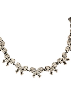 蝴蝶结钛钢钛钢皓石锁骨链女项链