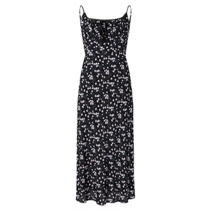 商场同款 摩萨克2025秋新款收腰X型碎花度假风吊带连衣裙女