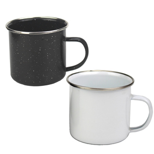 茶缸特厚不锈钢包边搪瓷口杯杯子加厚怀旧马克杯定制logo黑白蓝