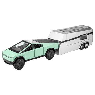 热卖新款1:32特斯拖挂房车合金车模型桌搭摆件儿童玩具生日礼礼物