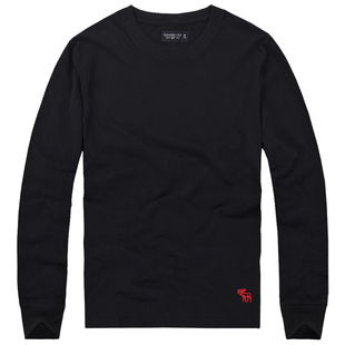 特价清仓美国AF长袖T恤男秋冬装圆领经典小鹿刺绣厚款套头打底衫