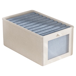 日本衣服收纳盒家用衣物裤子整理盒布艺可折叠储物盒衣柜分层神器