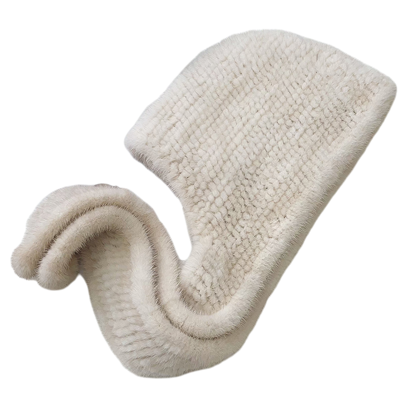 新款韩版水貂毛编织风雪帽女冬季保暖围巾帽子一体皮草围脖裘皮帽