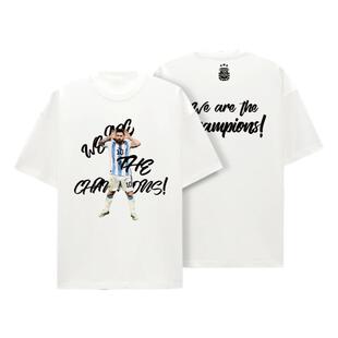 【官方正版】阿根廷国家队｜夺冠球星T恤梅西大马丁白T球衣纪念品