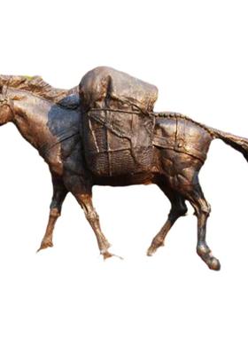 喂马玻璃钢雕塑马帮步行大型景区丝绸之路户外不锈钢铸铜雕塑摆件