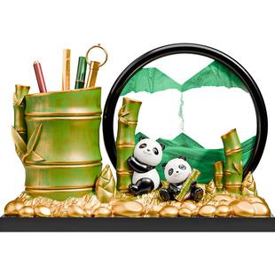 贝汉美节节高升熊猫文创流沙画摆件办公室桌笔筒送老师纪念品礼物
