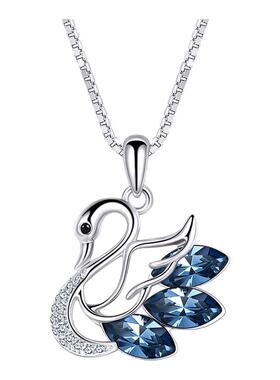 布兰琪水晶天鹅银项链情人节礼物