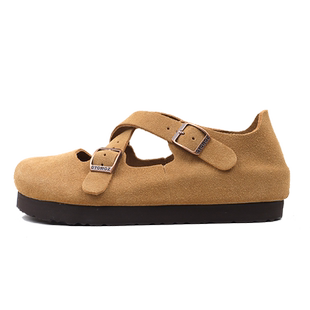 DYOWOZ/东园物作真皮软木交叉玛丽珍单鞋女时尚学院风增高勃肯鞋