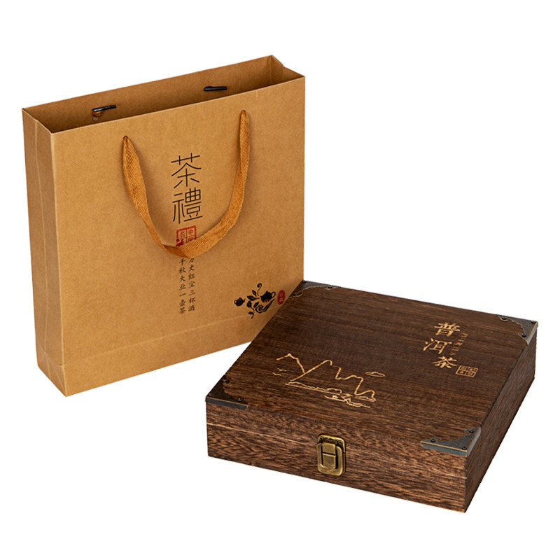 普洱茶饼盒357克实木茶叶包装盒空盒木盒茶盒礼品盒翻盖单饼盒子