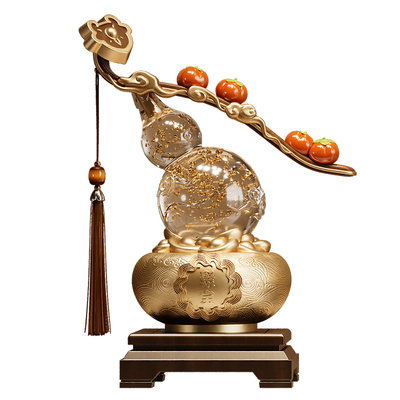 客厅新中式水晶葫芦柿柿如意聚宝盆摆件旺宅装饰轻奢高档乔迁礼物