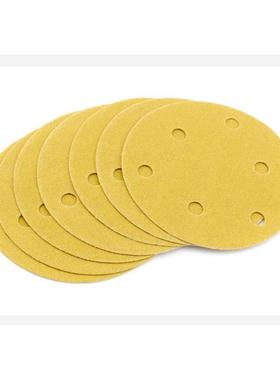 5寸无孔气动干磨机砂纸 圆形磨灰机植绒片汽车原子灰研磨黄色砂纸