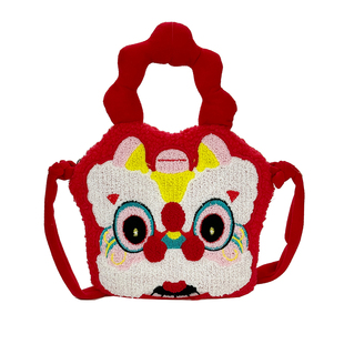 2026新年限定醒狮包儿童新年小挎包国潮醒狮斜挎包新年版男女