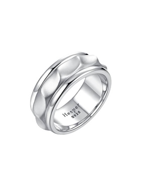 HESPER立体光影花器造型纯银戒指