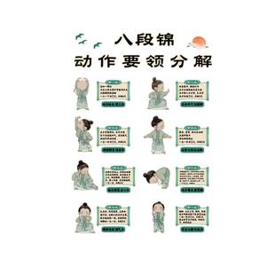 八段锦挂图文创中医馆文化墙贴画养生店形象氛围布置装饰宣传海报