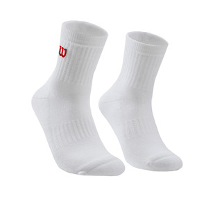 威尔胜26新款网球袜纯色精英女中筒高腰加厚训练美式毛巾底3双装