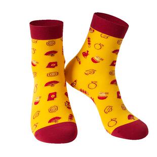 3双装SCHIESSER舒雅男士3A抗菌亲肤鸿运红品中筒袜吉庆有余23952K