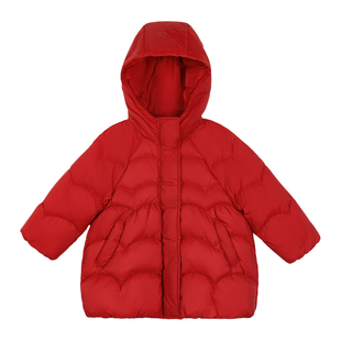 小O宝Okids童装 宝宝红色羽绒服女新年中长款2025冬季婴儿拜年服