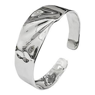 复古褶皱开口银手镯女小众设计高级感极简百搭个性宽镯子手环手圈