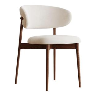 月圆椅法式复古风实木餐椅家用弧形靠背休闲椅书椅设计师款中古风