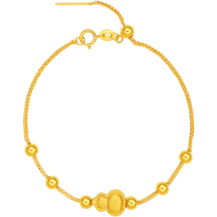 周六福黄金5d硬金转运珠女款定价黄金葫芦银手链送妈妈妇女节礼物