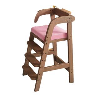 实木儿童餐椅大宝宝家用成长椅子吃饭椅加宽加大高脚椅家用带脚踏