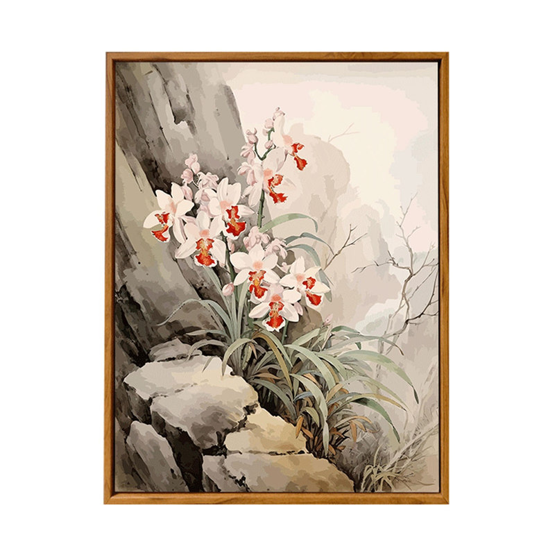 中国水墨风兰花数字油画diy填充