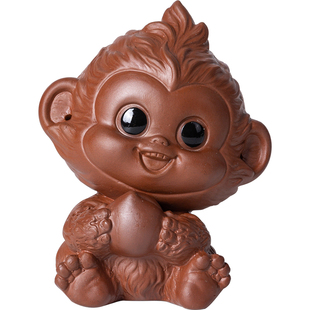 创意紫砂可爱猴子茶宠小摆件精品可养茶玩茶桌小灵猴禅意装饰摆设