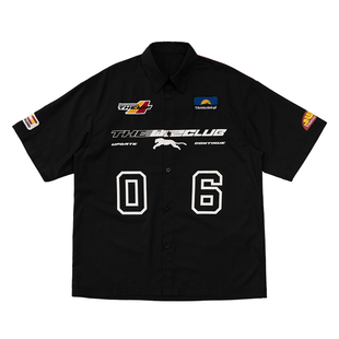 THEWIZBRAND 春夏美式复古街头赛车风刺绣印花短袖衬衫休闲男女