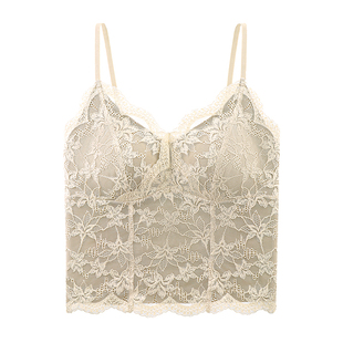 秋冬蕾丝吊带背心女磨毛保暖内衣带胸垫内搭外穿打底衫美背上衣