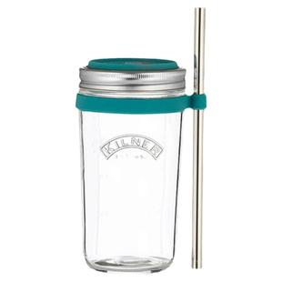 英国Kilner思慕雪夏季带吸管玻璃水杯大容量简约便携两用盖子杯子