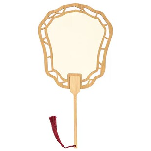 木质镂空团扇古风空白宣纸扇子中国风国画书法扇漂漆绘画宫扇纸扇