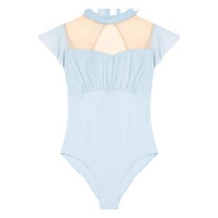 舞蹈服女成人芭蕾舞体操服短袖夏季练功服高胯艺考露背立领形体服