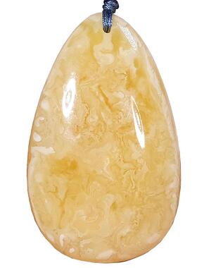 天然保真原矿蜜蜡水滴吊坠锁骨链