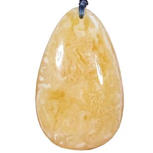 天然正品真蜜蜡水滴吊坠项链男款 鸡油黄白花琥珀锁骨链女士配饰