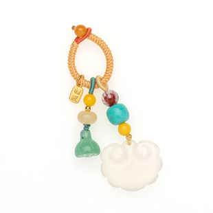 栩匠汽车钥匙扣挂件男士女玉髓平安如意锁吊坠链玛瑙包包挂饰饰品