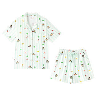 蜡笔小新联名莫代尔棉睡衣女款带胸垫夏季可外穿短袖夏天家居服夏