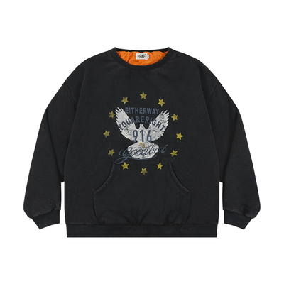 GOODBAI 916星星白鸽印花水洗加厚oversize卫衣