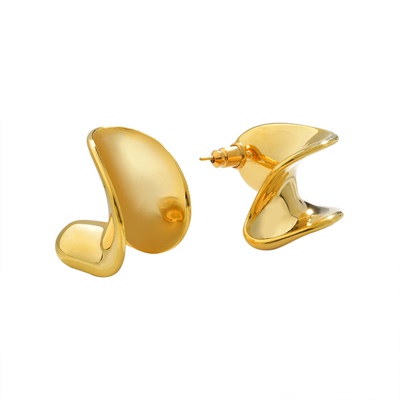 独特时尚简约小众设计UD风耳饰夸张chocho扭曲光面耳钉耳环