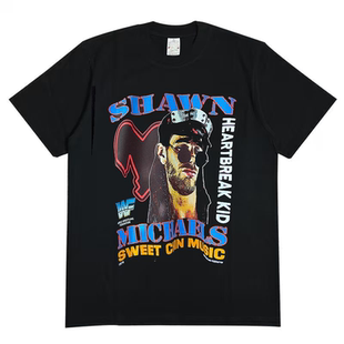 WWE心碎小子复古撞色街头vintage古着重机车风宽松重磅棉短袖T恤