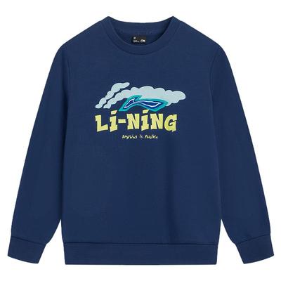 李宁童圆领男女同款套头无帽卫衣
