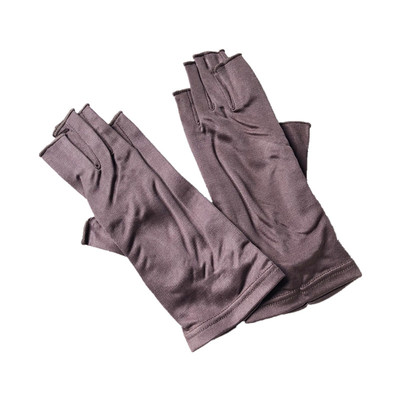 日单100%桑蚕丝双面防晒露指手套