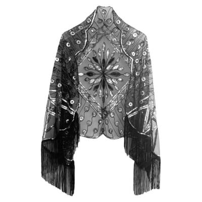 夏季薄款百搭亮片流苏披肩