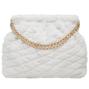 CHARLES&KEITH女包CK2-40671449-1柔软毛绒hobo菱格链条流浪包女