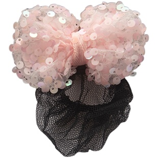 儿童头饰学生女童发网考级 发夹头花 小女孩跳舞蹈盘发网兜罩饰品