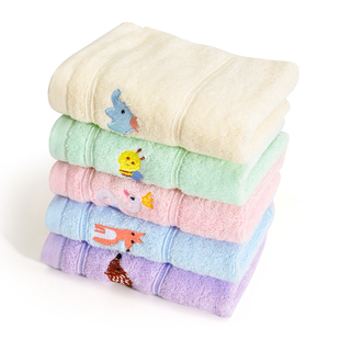 恒立 3条奇趣动物园儿童毛巾 纯棉柔软吸水宝宝卡通童巾无捻纱布