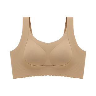正品牌文胸罩运动无痕背心式加大码内衣女大胸显小胖MM全罩杯薄款