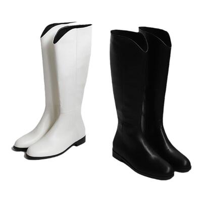 星辰韩国代购 SAPPUN V型鞋口 百搭圆头长筒靴女士 显瘦粗跟长靴