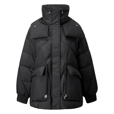 颜域加厚保暖粉色白鸭绒羽绒服