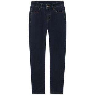 热风女士牛仔裤紧身小脚裤2025年冬季新款百搭显瘦窄脚牛仔长裤